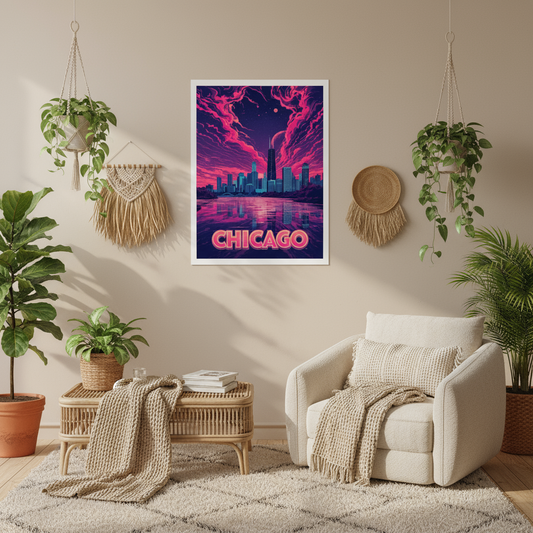 Chicago Psychedelic Travel Poster
