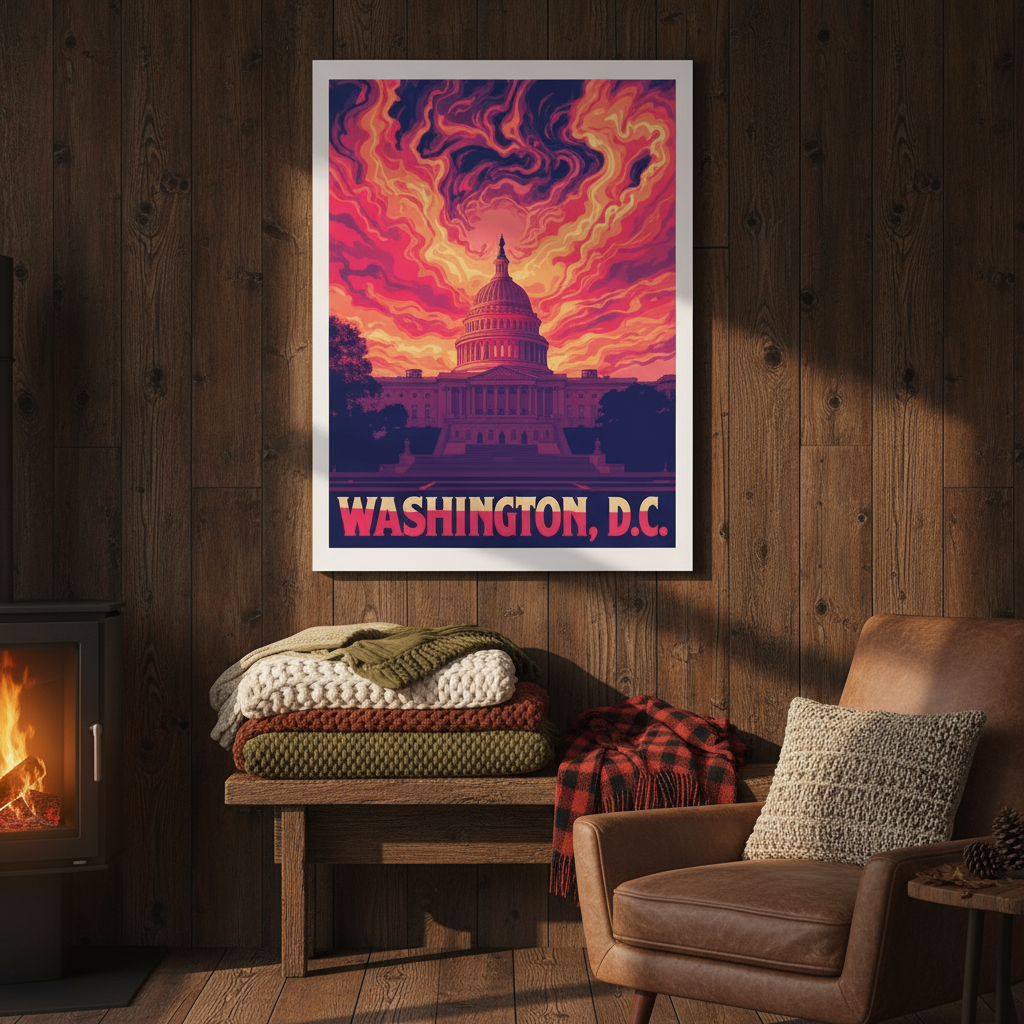 Washington, D.C. Psychedleic Travel Poster