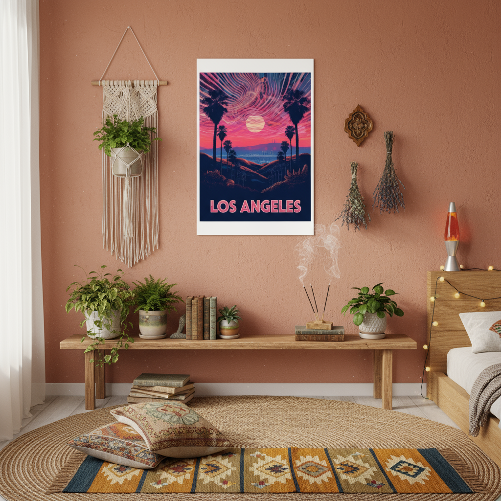 Los Angeles Psychedelic Travel Poster