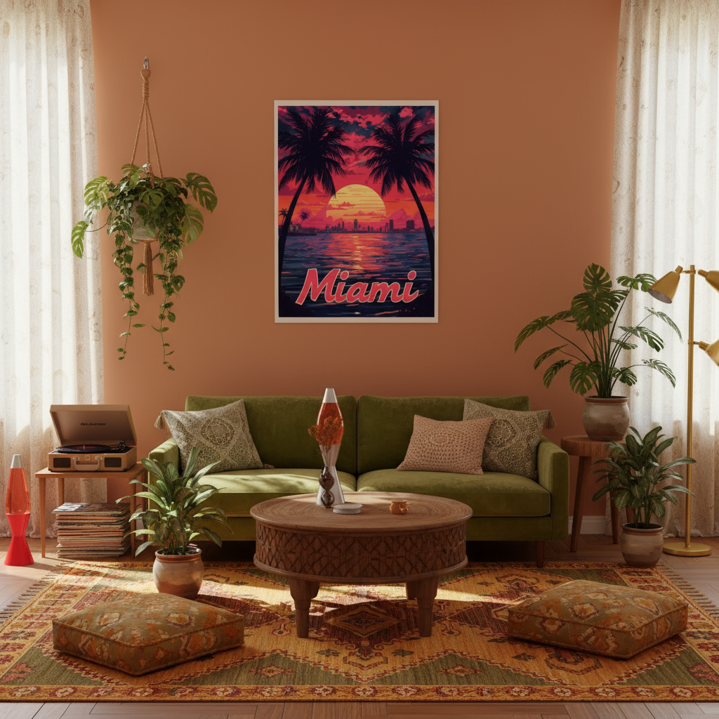 Miami Psychedelic Travel Poster