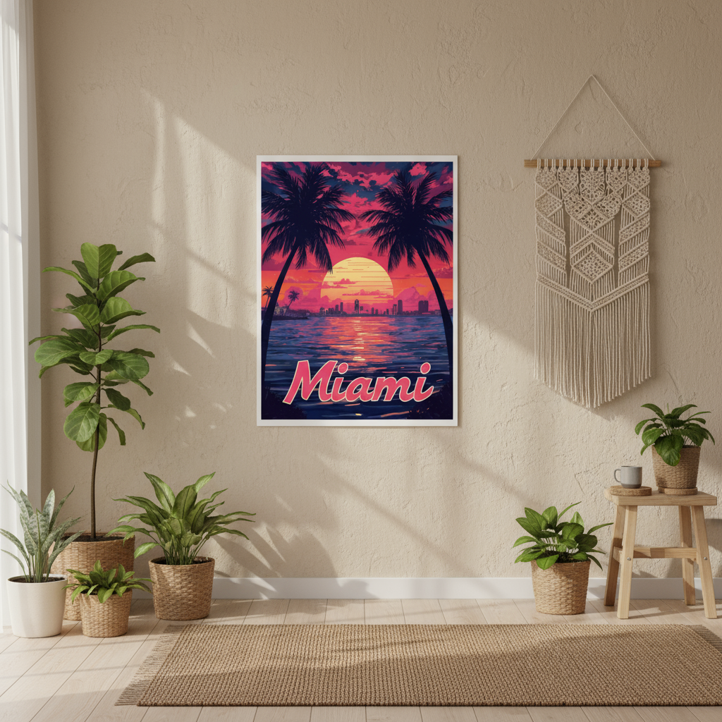 Miami Psychedelic Travel Poster