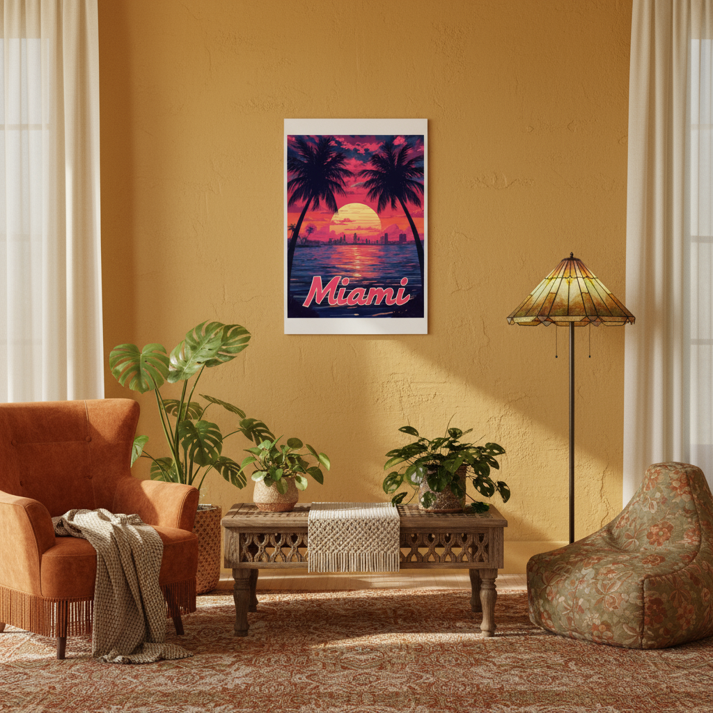 Miami Psychedelic Travel Poster