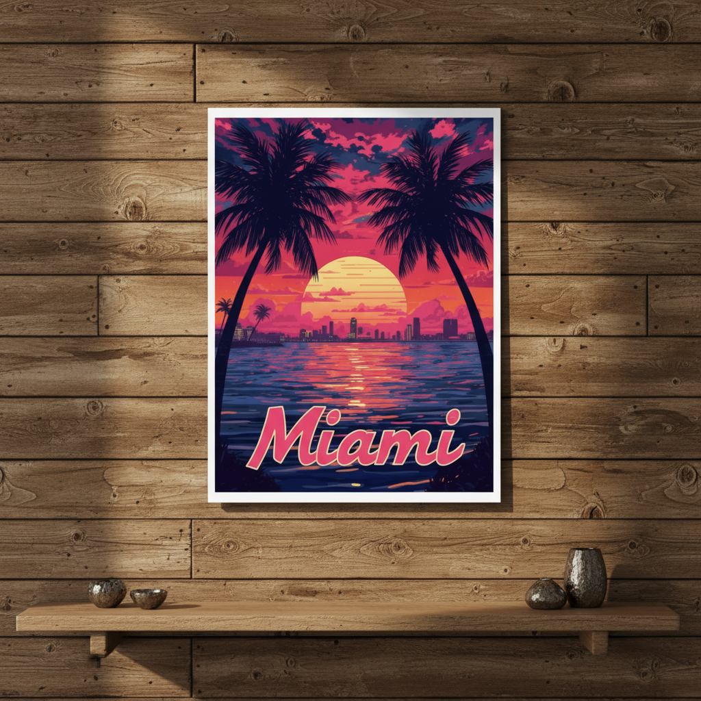 Miami Psychedelic Travel Poster