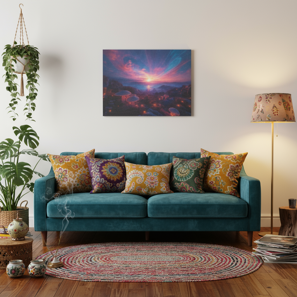 Psychedelic Landscape Canvas Wall Art